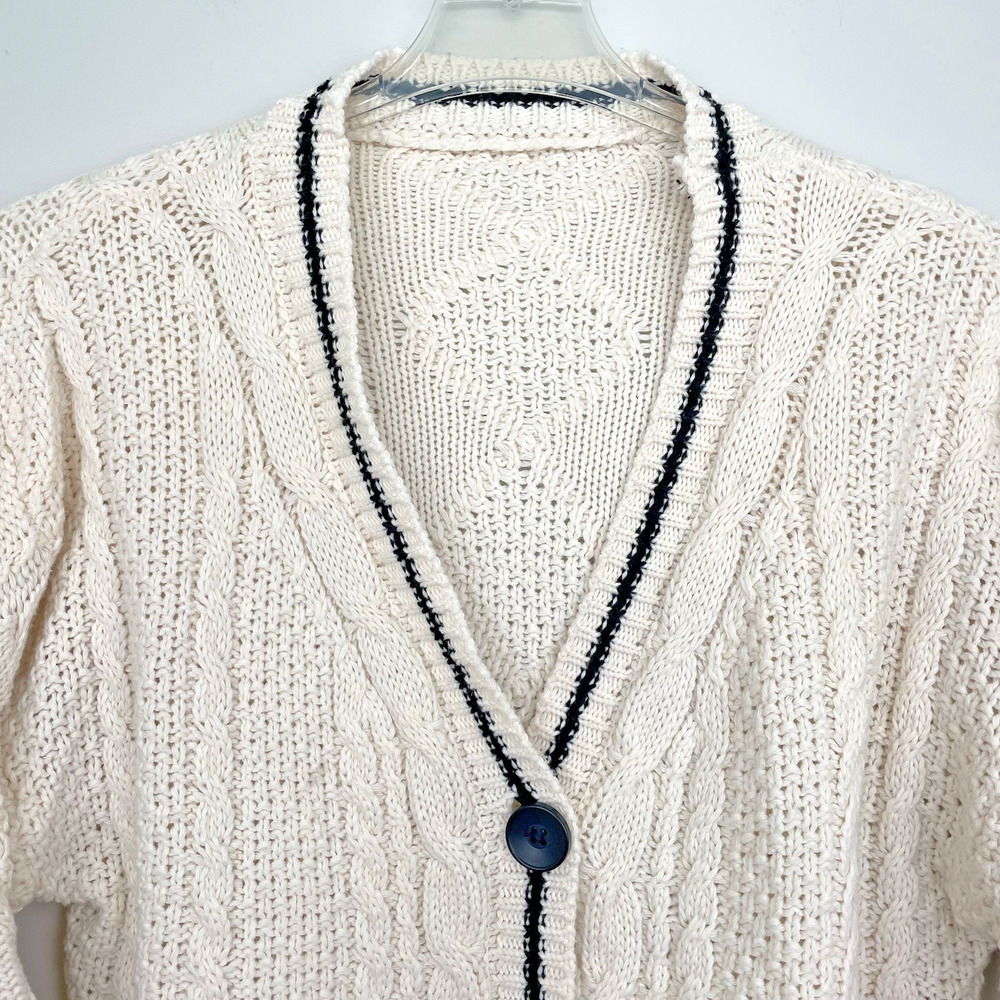 Taylor Swift Folklore Cardigan Replica Size M Ivory Cable Knit Star Patches - Picture 3 of 7